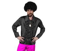 I Love Fancy Dress ILFD4600L Men's Deluxe Ruffle Shirt 1970's Disco King Fancy Dress (Large) Black