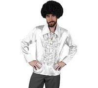 I Love Fancy Dress ILFD4604L White Disco Shirt Mens Deluxe Disco Ruffle Shirt 1970's Disco King Fancy dress L