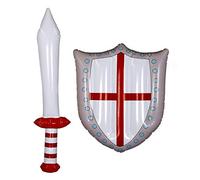 I LOVE FANCY DRESS Inflatable Knights English Flag Shield and Inflatable Sword Pool Part Set