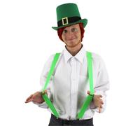 I Love Fancy Dress Irish Buckle Top Hat with Short Red Wig & Green Braces | Size: 3 Pack I Love Fancy Dress Green 3 Pack