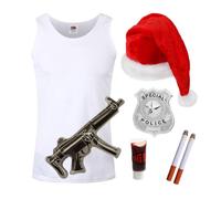 I Love Fancy Dress John McClane Inspired Set with Santa Hat in White | Size: Small I Love Fancy Dress White Small