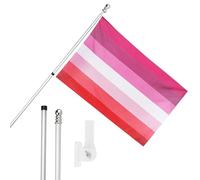 I LOVE FANCY DRESS Lesbian Flag, Flagpole and Wall Mount Set - 5ft x 3ft Flag with Grommets, Extendable Pole and Mount - Pride Month Festivals and Celebrations LGBTQ+ Indoor Outdoor Decoration