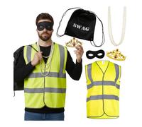 I Love Fancy Dress Louvre Robber Costume With Yellow Hi Vis Vest | Size: Large I Love Fancy Dress Multicolor Large