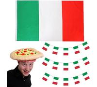 I LOVE FANCY DRESS LTD Italy Rugby Costume Set - Italian Flag, Italy Bunting and Italian Pizza Hat - Italian Sports Supporters Flag Set