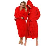 I LOVE FANCY DRESS LTD RED Hooded Unisex Bathrobe Gift Wrapped Towelling Robe - 100% Cotton Towel Towelling Gown (X-Large/XX-Large)