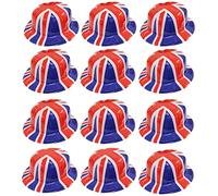 I LOVE FANCY DRESS LTD Union Jack Bowler Hat - British Flag Plastic Bowler Hats - VE Day, King's Coronation, Queens Jubilee, Britain Celebrations - Pack of 12