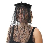 I LOVE FANCY DRESS LTD Veiled Headband With Black Flower Decorations - Gothic Headband - Perfect Halloween Costume Accessory - Adult One Size Fits Most