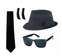 I Love Fancy Dress Men's 4 Piece Blues Set in Black | Size: Medium I Love Fancy Dress Black Medium