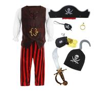I Love Fancy Dress Men's 8Pcs Pirate Costume | Size: Medium I Love Fancy Dress Multicolor Medium