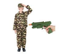 I Love Fancy Dress Men's Army Costume with Toy Gun in Green | Size: XL I Love Fancy Dress Green XL