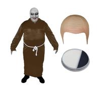 I Love Fancy Dress Men's Bald Festering Uncle Costume - Brown Robe, Bald Cap & Face Paint | Size: Medium I Love Fancy Dress Brown Medium