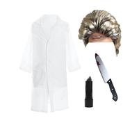 I Love Fancy Dress Men's Celebrity TV Chef Set - White Coat, Wig, Knife Prop & Lipstick | Size: Medium I Love Fancy Dress Multicolor Medium