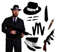 I Love Fancy Dress Men's Deluxe 1920 Gangster Costume in Black | Size: 2XL I Love Fancy Dress Black 2XL