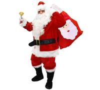 Deluxe Professional Santa Costume Father Christmas Suit Fancy Dress Costume - Xlarge/XXLarge - 12 Piece Velour Quality Plus Sized Santa Claus Costume Adults St Nick Plush X-Mas Outfit