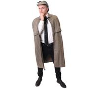 I Love Fancy Dress Men's Detective Cape & Hat in Brown | Size: Medium I Love Fancy Dress Brown Medium