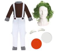 I Love Fancy Dress Men's Factory Worker Costume - Wig, Eyebrows & Face Paint in Brown | Size: 2XL I Love Fancy Dress Brown 2XL