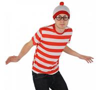 I Love Fancy Dress Men's Find Me Costume - Top, Hat & Glasses in Red | Size: Large I Love Fancy Dress Red Large