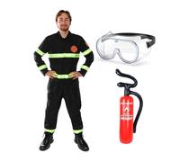 I Love Fancy Dress Men's Fireman Costume 4 Pcs - Top, Trousers, Goggles & Inf Extinguisher | Size: Large I Love Fancy Dress Multicolor Large