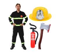 I Love Fancy Dress Men's Fireman Costume With Helmet & Inflatable Axe & Extinguisher | Size: Small I Love Fancy Dress Multicolor Small