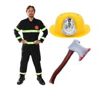 I Love Fancy Dress Men's Fireman Costume With Helmet & Inflatable Axe | Size: Small I Love Fancy Dress Multicolor Small