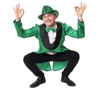 I Love Fancy Dress Men's Irish Leprechaun Sequin Costume with Sequin Trilby Hat in Green | Size: XS I Love Fancy Dress Green XS