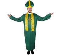 I Love Fancy Dress Men's Irish Priest Costume With Cross in Green | Size: 2XL I Love Fancy Dress Green 2XL