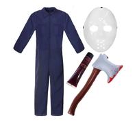 I Love Fancy Dress Men's Jason Costume - Jumpsuit, Hockey Mask, Inf Axe & Blood | Size: 2XL I Love Fancy Dress Multicolor 2XL