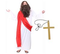 I Love Fancy Dress Men's Jesus Costume With Wig, Beard & Cross | Size: Medium I Love Fancy Dress Multicolor Medium