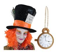 I Love Fancy Dress Men's Mad Hatter Hat & Inflatable Clock in Black I Love Fancy Dress Black