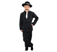 I Love Fancy Dress Men's Pinstripe 1920s Gangster Costume in Black | Size: Medium I Love Fancy Dress Black Medium