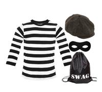 I Love Fancy Dress Men's Storybook Burglar Costume - Long Sleeve Top, Hat, Mask & Bag in Black | Size: 2XL I Love Fancy Dress Black 2XL