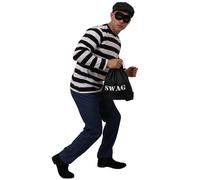 I Love Fancy Dress Men's Storybook Burglar Costume - Top, Hat & Mask in Black | Size: Large I Love Fancy Dress Black Large