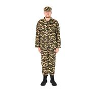 I LOVE FANCY DRESS MENS VE DAY ARMY COSTUME. ACTION MAN SOLDIER COSTUME FOR MEN. CAMOUFLAGE ARMY JACKET + MATCHING ARMY TROUSERS + MATCHING ARMY CAP. SIZE: X-LARGE
