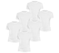 I LOVE FANCY DRESS Mens White 6 Pack T-Shirts - Large - 100% Cotton Lightweight White Crew Neck Black T-Shirts - Mens Fashion Plain T-Shirt Set