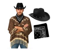 I Love Fancy Dress Men's Wild Western Costume 3 Pcs with Black Studded Hat I Love Fancy Dress Multicolor