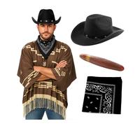 I Love Fancy Dress Men's Wild Western Costume 4 Pcs with Black Star Studded Cowboy Hat I Love Fancy Dress Multicolor