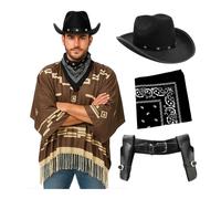 I Love Fancy Dress Men's Wild Western Costume 4 Pcs with Holster & Black Studded Hat | Size: XL I Love Fancy Dress Multicolor XL