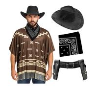 I Love Fancy Dress Men's Wild Western Costume 4 Pcs with Holster & Black Suede Hat | Size: Medium I Love Fancy Dress Multicolor Medium
