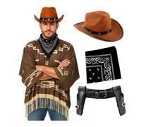 I Love Fancy Dress Men's Wild Western Costume 4 Pcs with Holster & Brown Studded Hat | Size: XL I Love Fancy Dress Multicolor XL