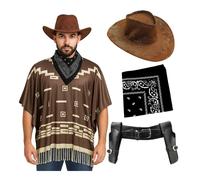 I Love Fancy Dress Men's Wild Western Costume 4 Pcs with Holster & Brown Suede Hat | Size: Medium I Love Fancy Dress Multicolor Medium