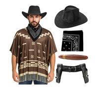 I Love Fancy Dress Men's Wild Western Costume 5 Pcs with Black Suede Cowboy Hat | Size: XL I Love Fancy Dress Multicolor XL