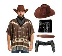 I Love Fancy Dress Men's Wild Western Costume 5 Pcs with Brown Suede Cowboy Hat | Size: Medium I Love Fancy Dress Multicolor Medium