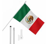 I LOVE FANCY DRESS Mexico Flag, Flagpole and Wall Mount - 5ft x 3ft Mexican Flag with Grommets, Extendable Pole and Mount - Sports Supporter National Pride Indoor Outdoor Decoration