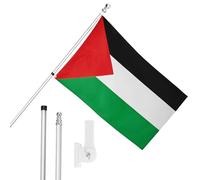 I LOVE FANCY DRESS Palestine Flag, Flagpole and Wall Mount - 5ft x 3ft Palestinian Flag with Grommets, Extendable Pole and Mount - Sports Supporter National Pride Indoor Outdoor Decoration