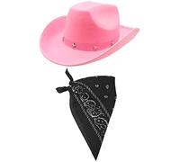 I LOVE FANCY DRESS Pink Star-Studded Cowboy Hat & Black Paisley Bandana - Fancy Dress Party - Female - One Size - Modern Style - 2 Pack