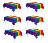 I LOVE FANCY DRESS Rainbow Pride Tablecloth 6 Pack - 5x3ft Flag Table Cover - Bold Multicolour Striped Design for Parties, Events, Outdoor Decor & Celebrations - Gay Pride