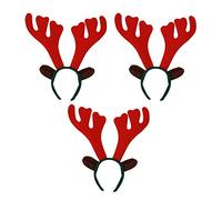 I LOVE FANCY DRESS Red Christmas Rudolph Antlers With Brown Ears on a Green Headband. Christmas Costume Accessories Reindeer Headband With Ears. Pack of 3