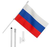 I LOVE FANCY DRESS Russia Flag, Flagpole and Wall Mount - 5ft x 3ft Russian Flag with Grommets, Extendable Pole and Mount - Sports Supporter National Pride Indoor Outdoor Decoration