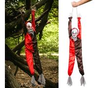 I LOVE FANCY DRESS Scary Clown Halloween Prop Animated Decoration - Red Light up Eyes & Sound Effects - Noise Activated Hanging Clown Prop with Motorised Legs - Halloween Props - Pack of 1