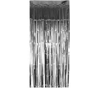 I Love Fancy Dress Silver Foil Door Curtain Backdrop 8Ft Tinsel